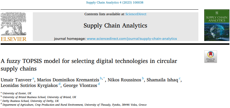 You are currently viewing Publication of Research Article in Supply Chain Analytics Journal 