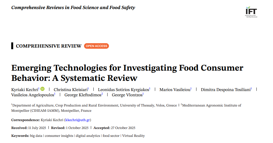 Publication in Comprehensive Reviews in Food Science and Food Safety